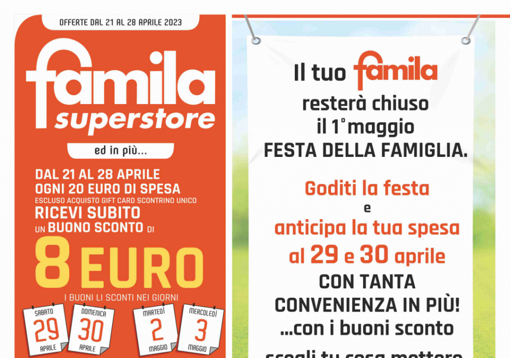 Nuovo Volantino Famila dal 21 aprile 