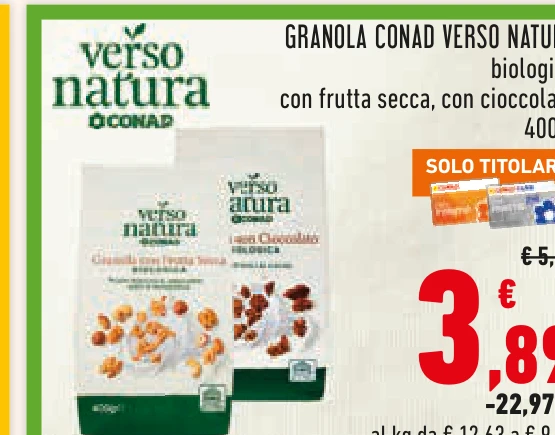 Granola biologica Conad Verso Natura in offerta da Conad Lazio