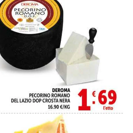 Pecorino Romano del Lazio DOP crosta nera Deroma in offerta da Decò