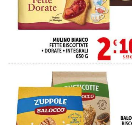 Fette biscottate dorate / integrali Mulino Bianco in offerta da Decò