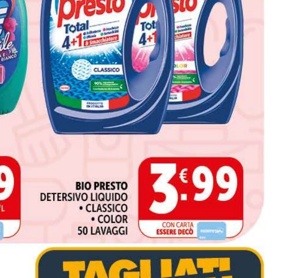 Detersivo liquido Bio Presto in offerta da Decò