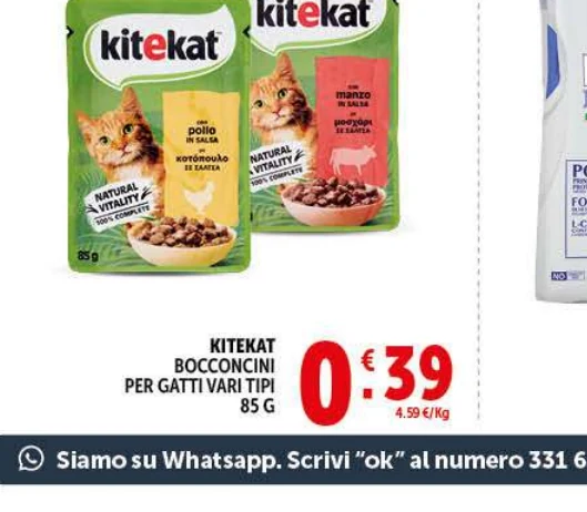 Alimento per gatti vari tipi Kitekat in offerta da Decò