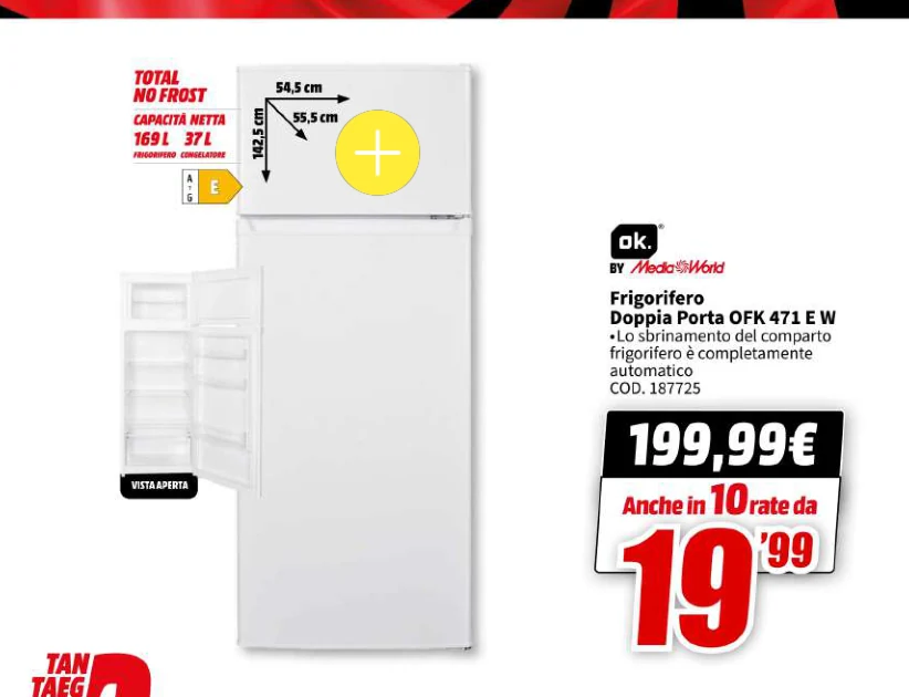 Frigorifero Doppia Porta OFK 471E W  in offerta da MediaWorld