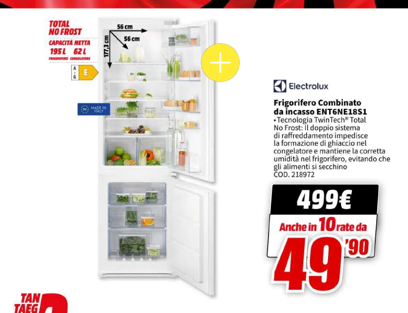 1 Frigorifero Combinato . da incasso ENT6NE18S1 Electrolux in offerta da MediaWorld
