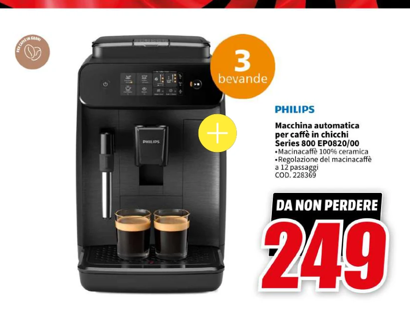 Macchina automatica per caffé in chicchi Philips in offerta da MediaWorld