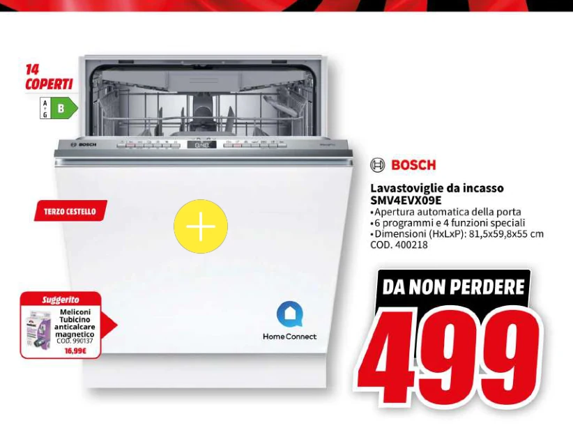Lavastoviglie da incasso SMV4EVXO9E Bosch in offerta da MediaWorld