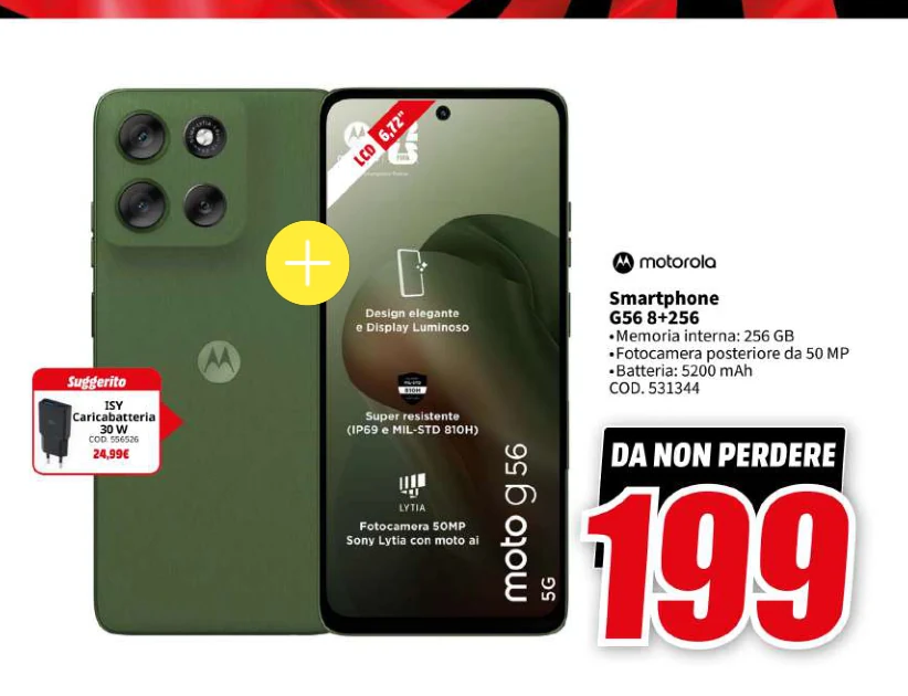 Smartphone Moto G56 8+256 Motorola in offerta da MediaWorld