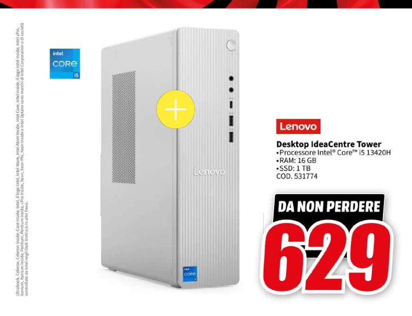 Desktop IdeaCentre Tower Lenovo in offerta da MediaWorld