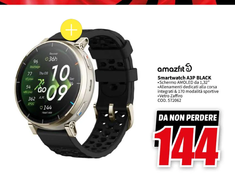 amazfit Smartwatch A3P BLACK  in offerta da MediaWorld