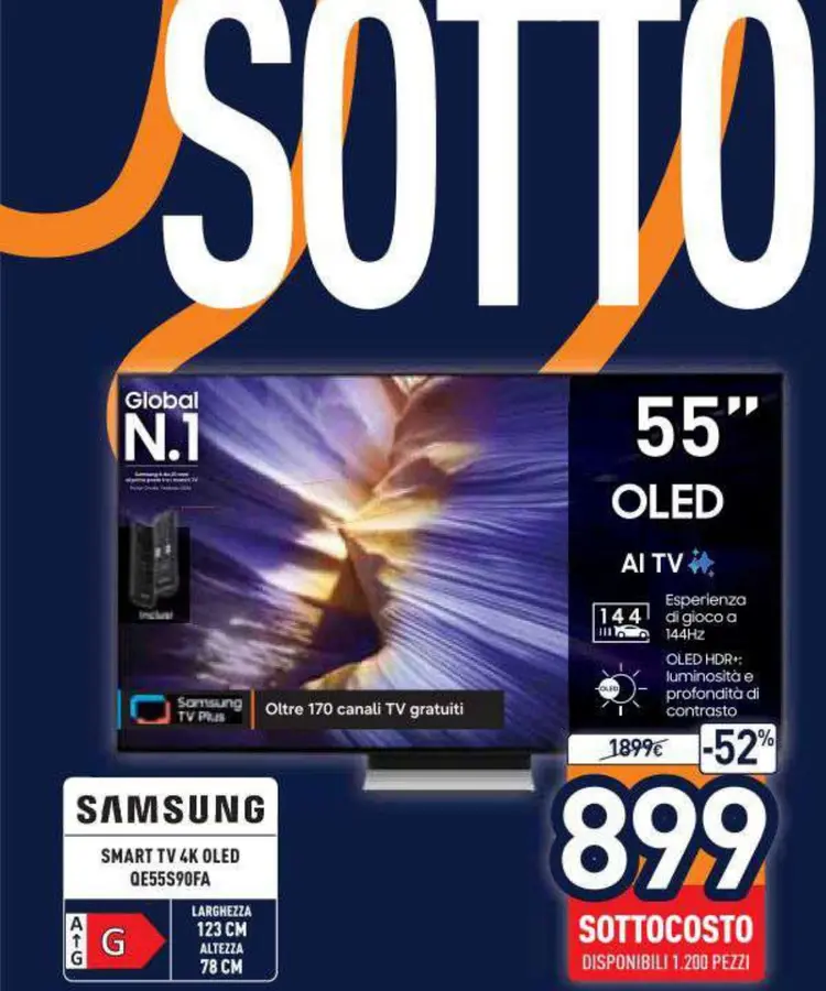 Smart TV 4K OLED QE55S90FA Samsung in offerta da Unieuro