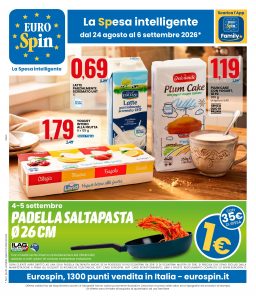 Prima pagina del Volantino Eurospin dal 24 agosto al 6 settembre 2026