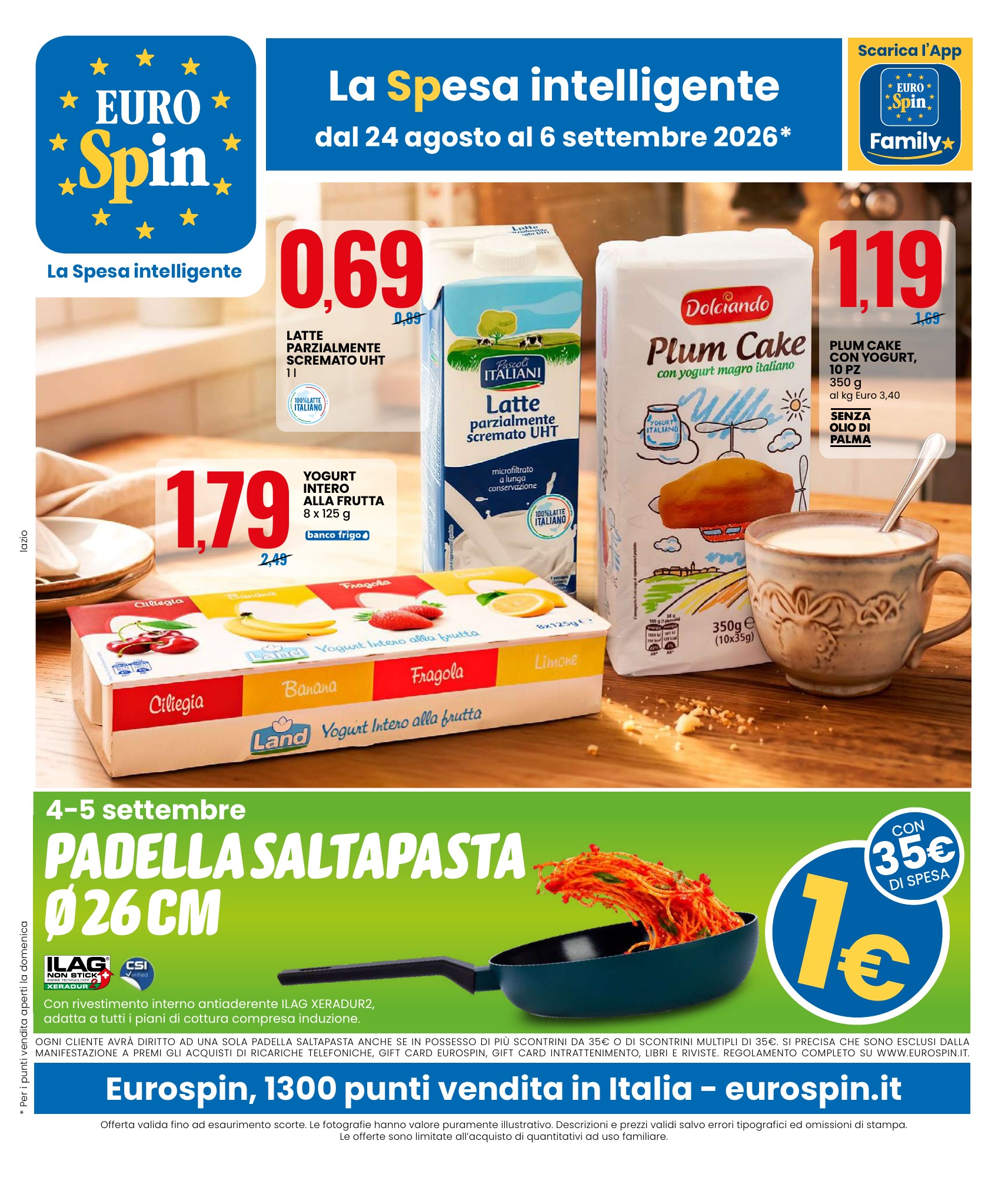 Prima pagina del Volantino Eurospin dal 24 agosto al 6 settembre 2026
