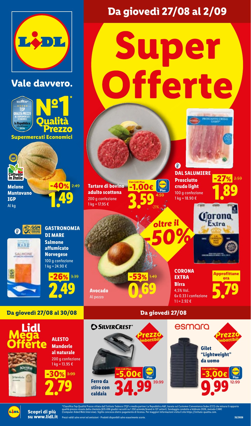 Prima pagina del Volantino Lidl dal 27 agosto al 2 settembre 2026 con le Super Offerte