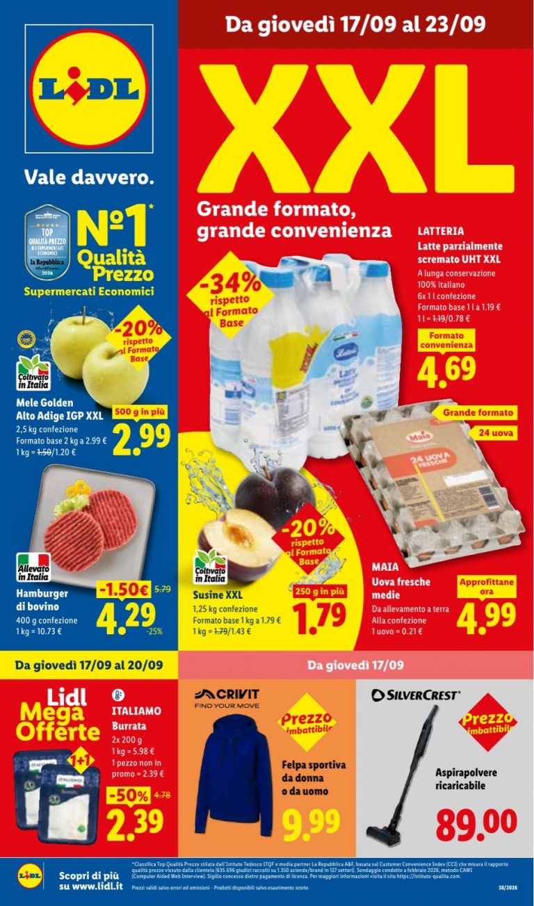 Copertina Volantino Lidl dal 17 al 23 settembre 2026