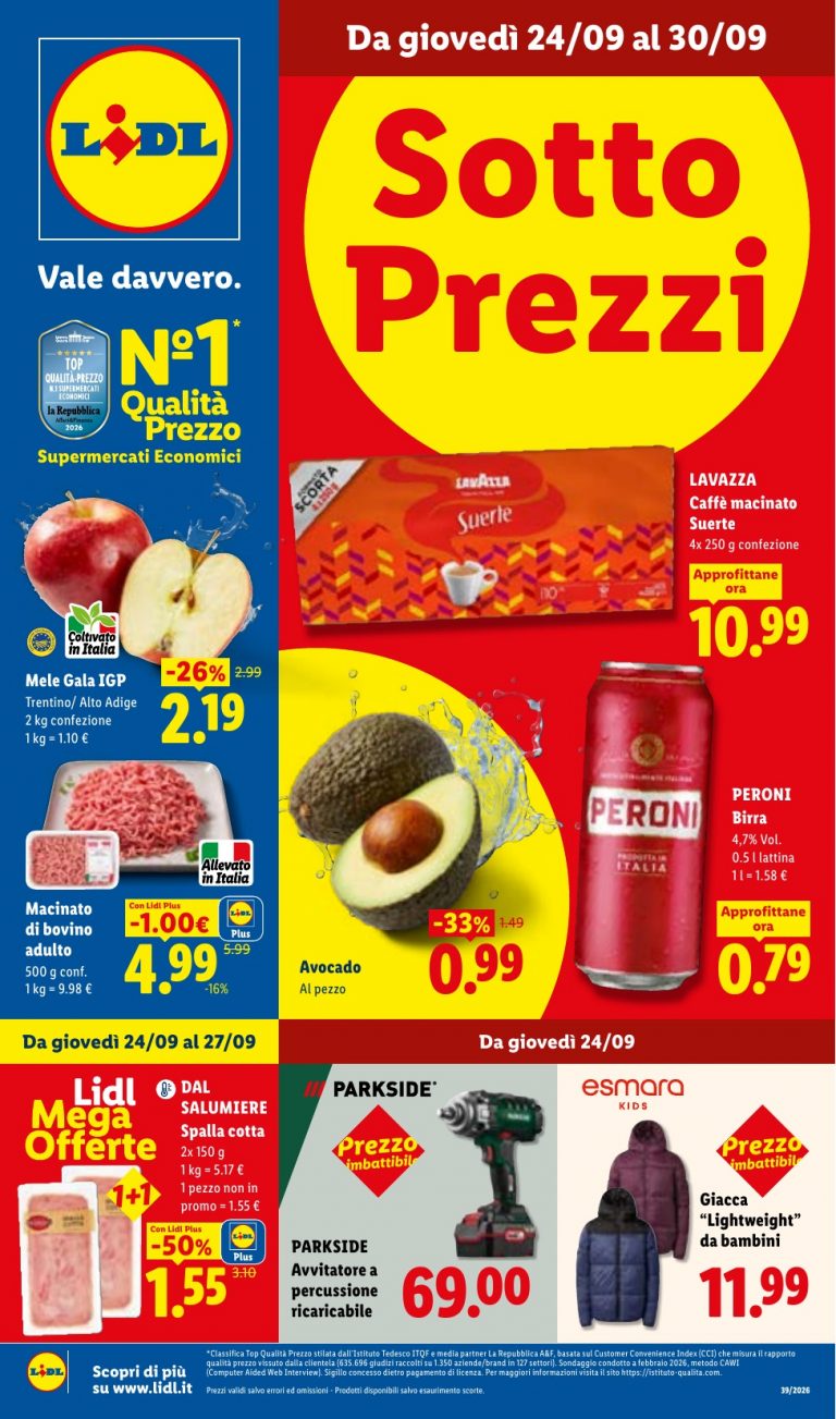Copertina del volantino Lidl valido dal 24 al 30 settembre 2026