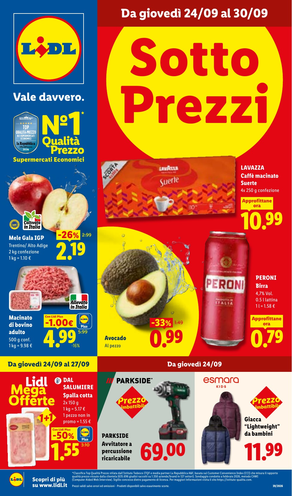 Copertina del volantino Lidl valido dal 24 al 30 settembre 2026
