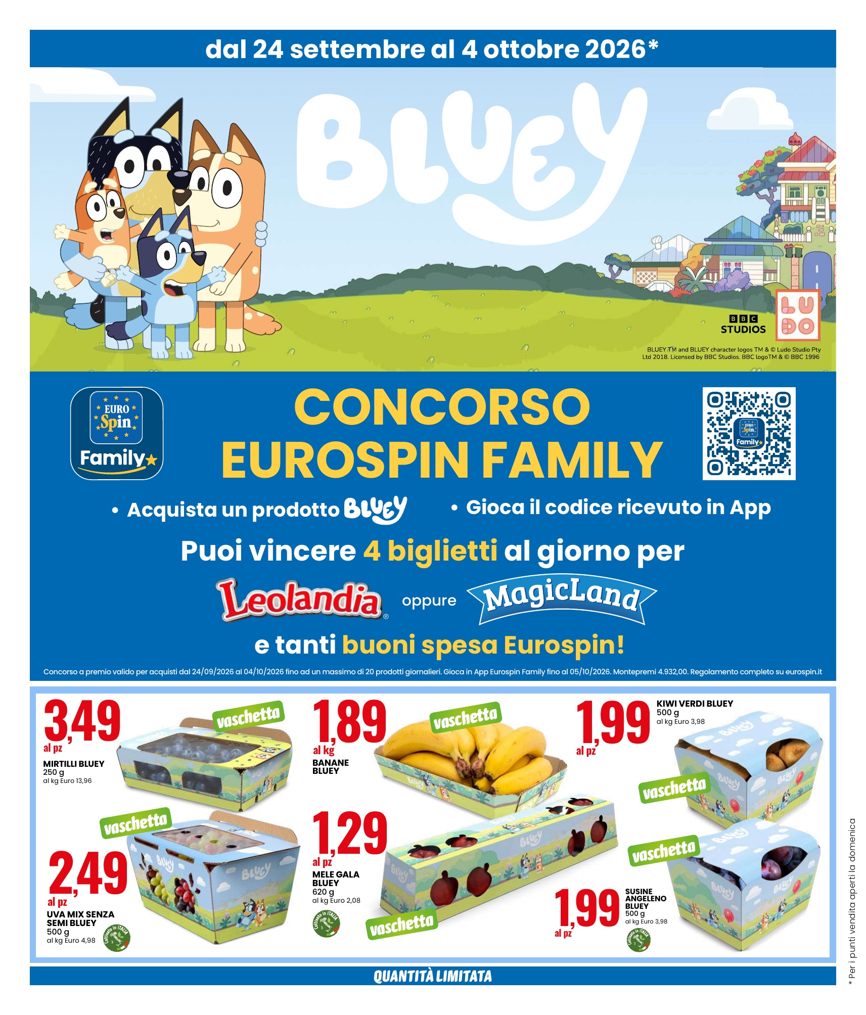 Concorso Eurospin Family Bluey dal 24 settembre al 4 ottobre 2026