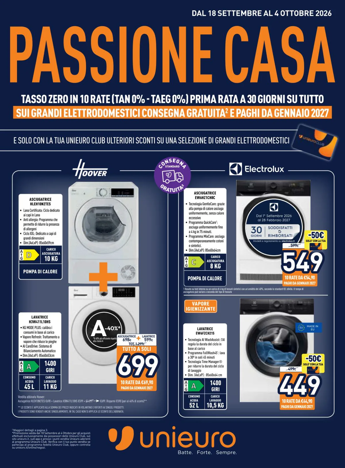Copertina Volantino Unieuro dal 18 settembre al 4 ottobre 2026